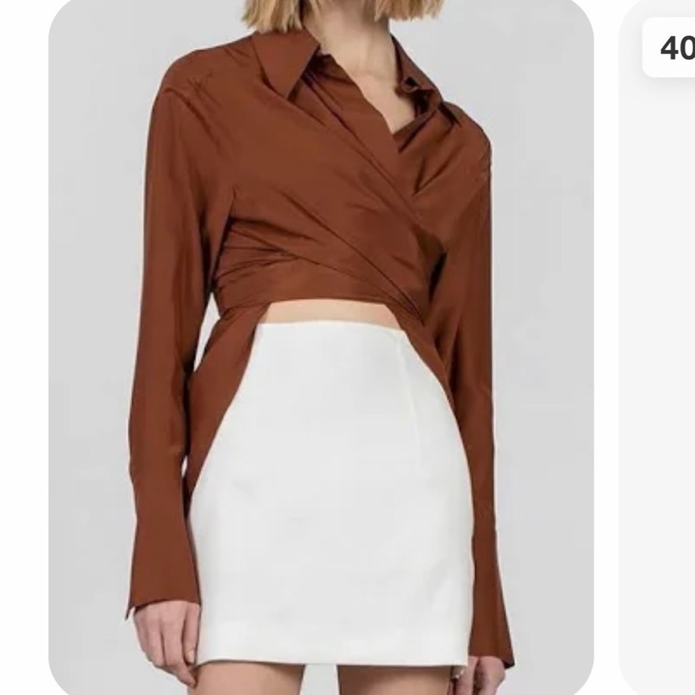 NWT Gauge81 Sabinas silk blouse in cognac brown